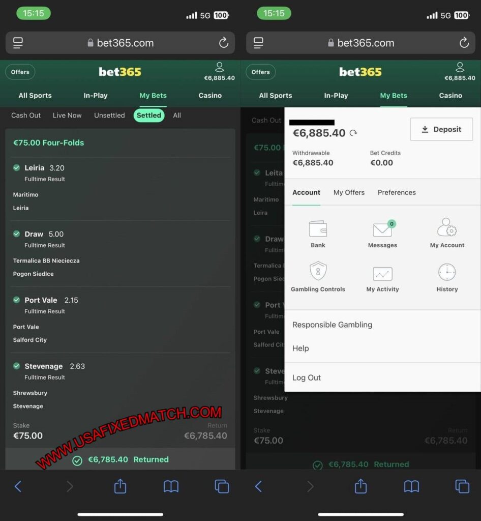 BET365 USA VIP FIXED TIPS 1X2