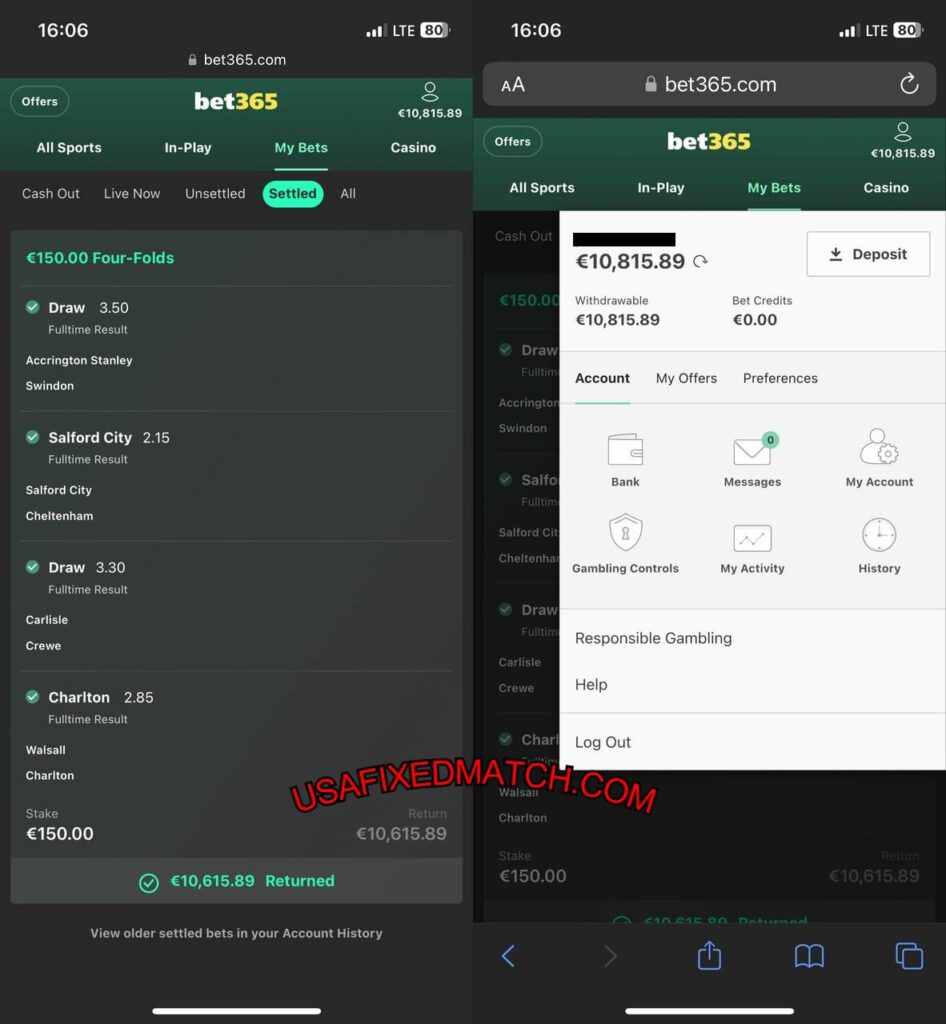 USA BET365 FIXED BETTING TIPS 1X2