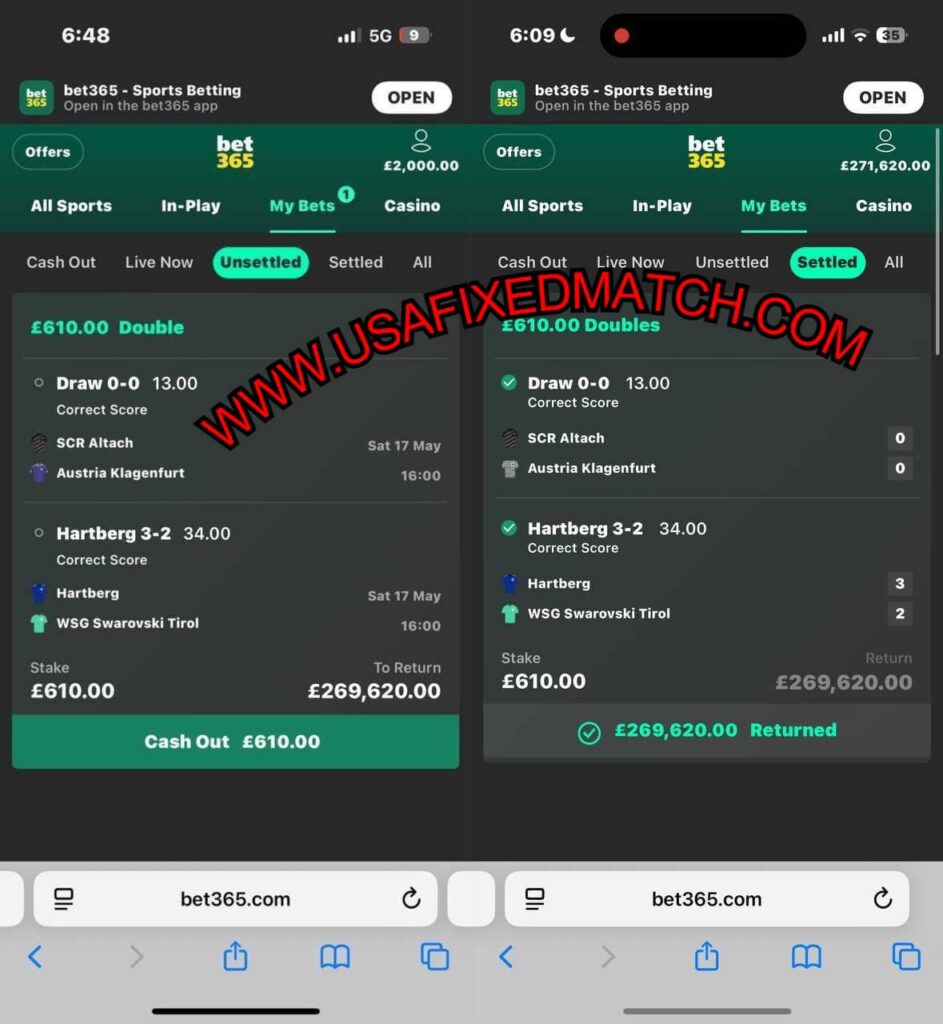 BET365 FIXED CORRECT SCORE MATCHES TIPS