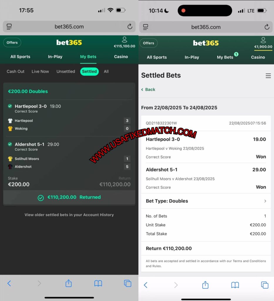 BET365 FOOTBALL SURE FIXED MATCHES TIPS