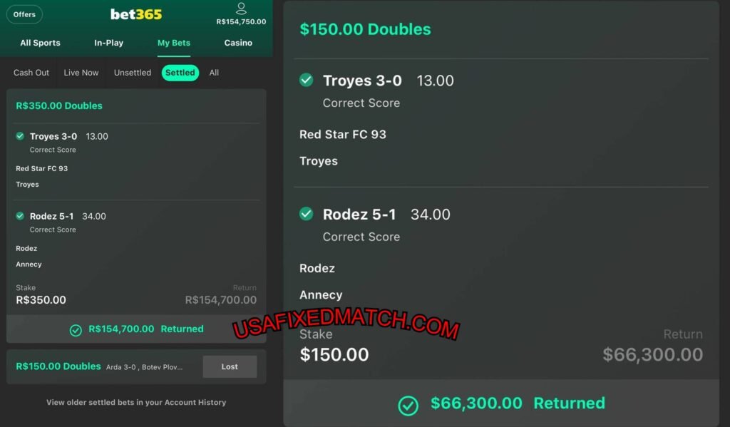 BET365 USA FIXED MATCHES