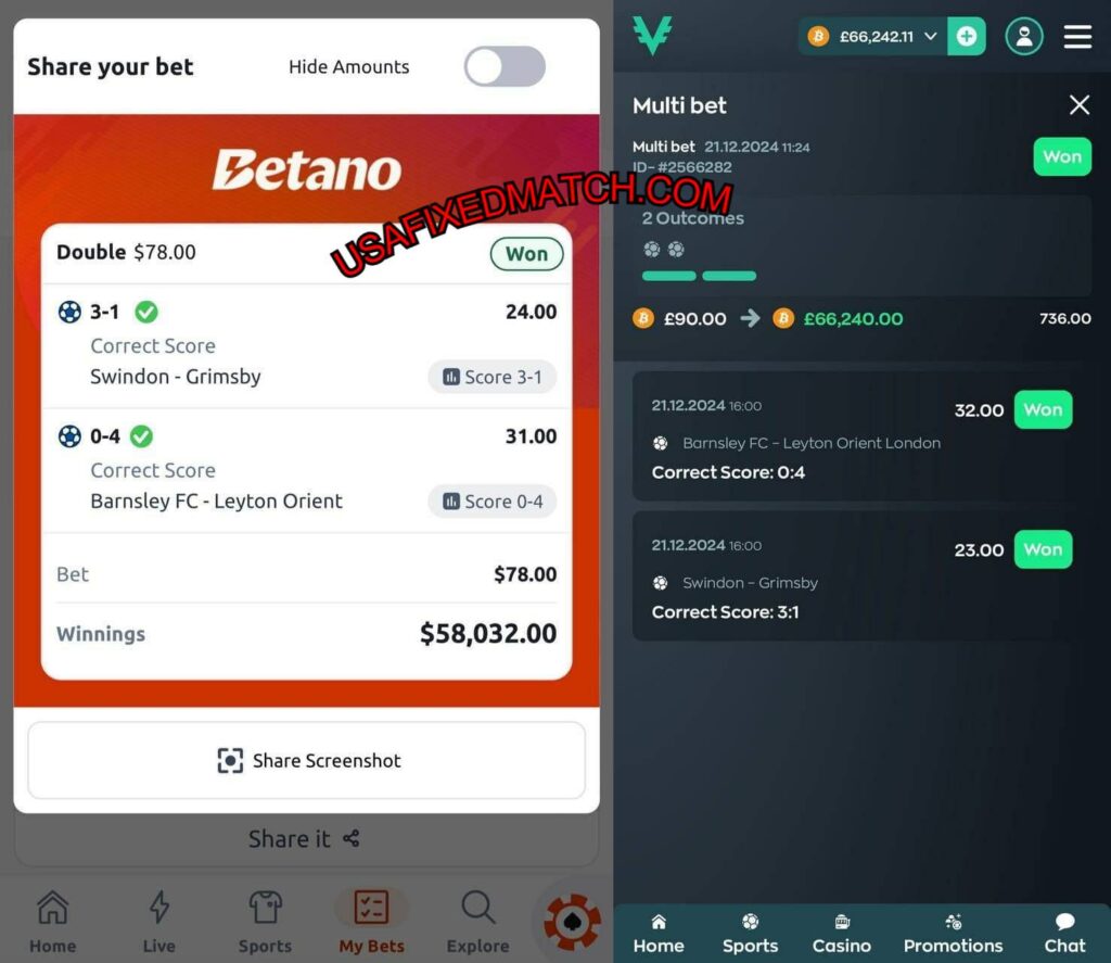 BETANO CORRECT SCORE FIXED MATCHES