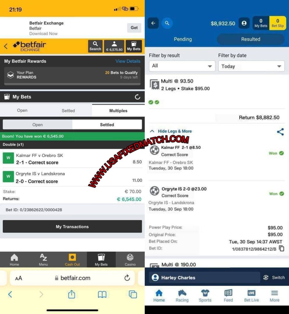 BETFAIR CORRECT SCORE FIXED MATCHES