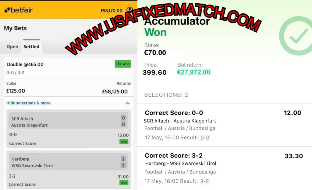 BETFAIR CORRECT SCORE FIXED MATCHES TIPS