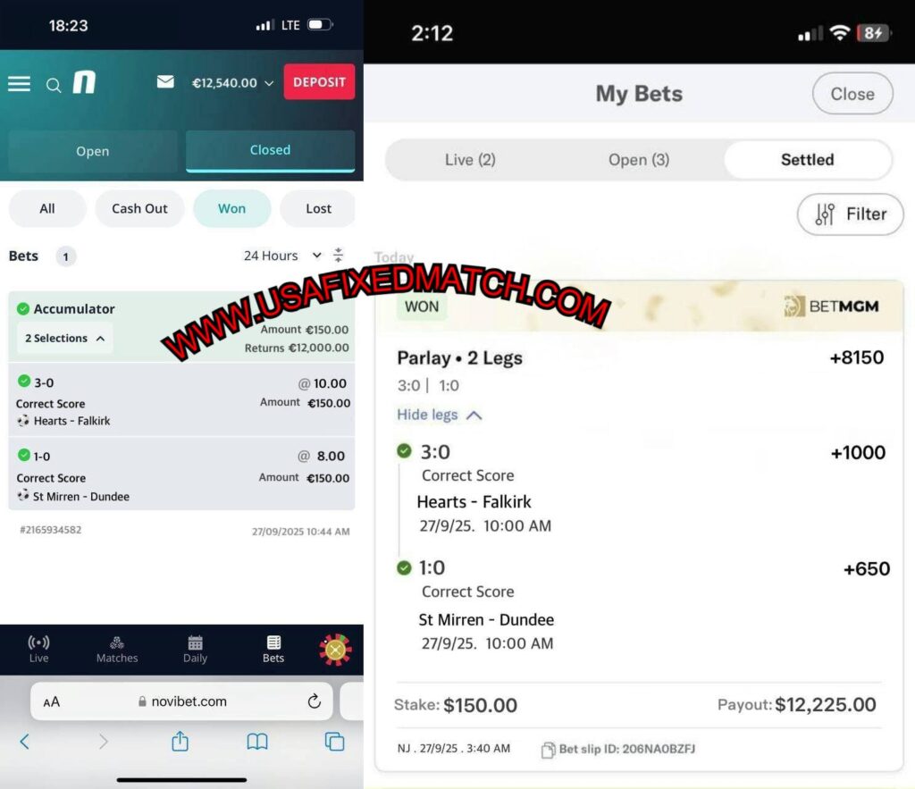 BETMGM CORRECT SCORE FIXED MATCHES