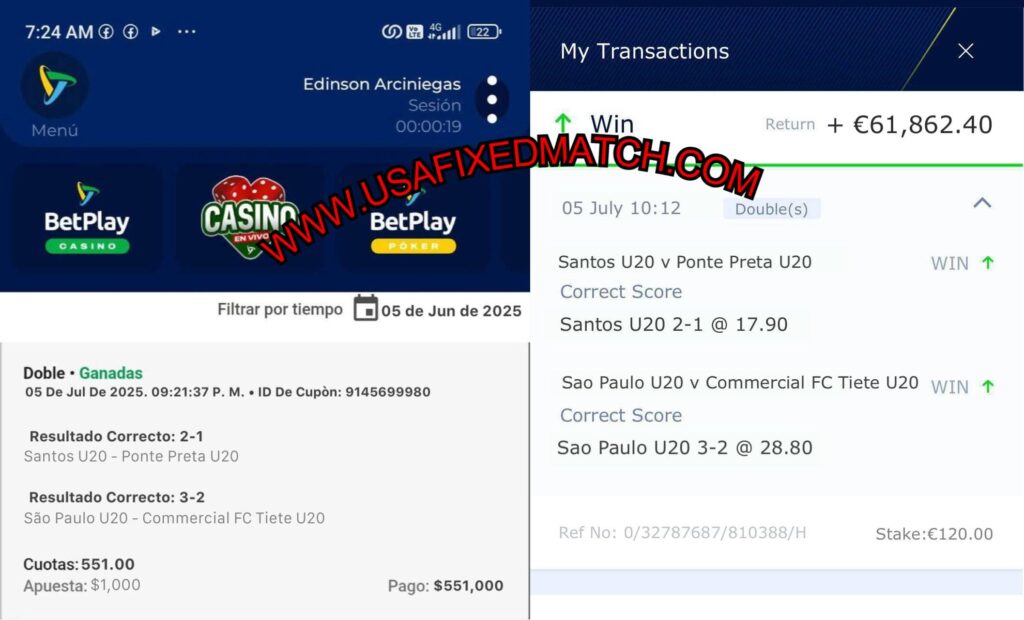 BETPLAY CORRECT SCORE FIXED MATCHES TIPS