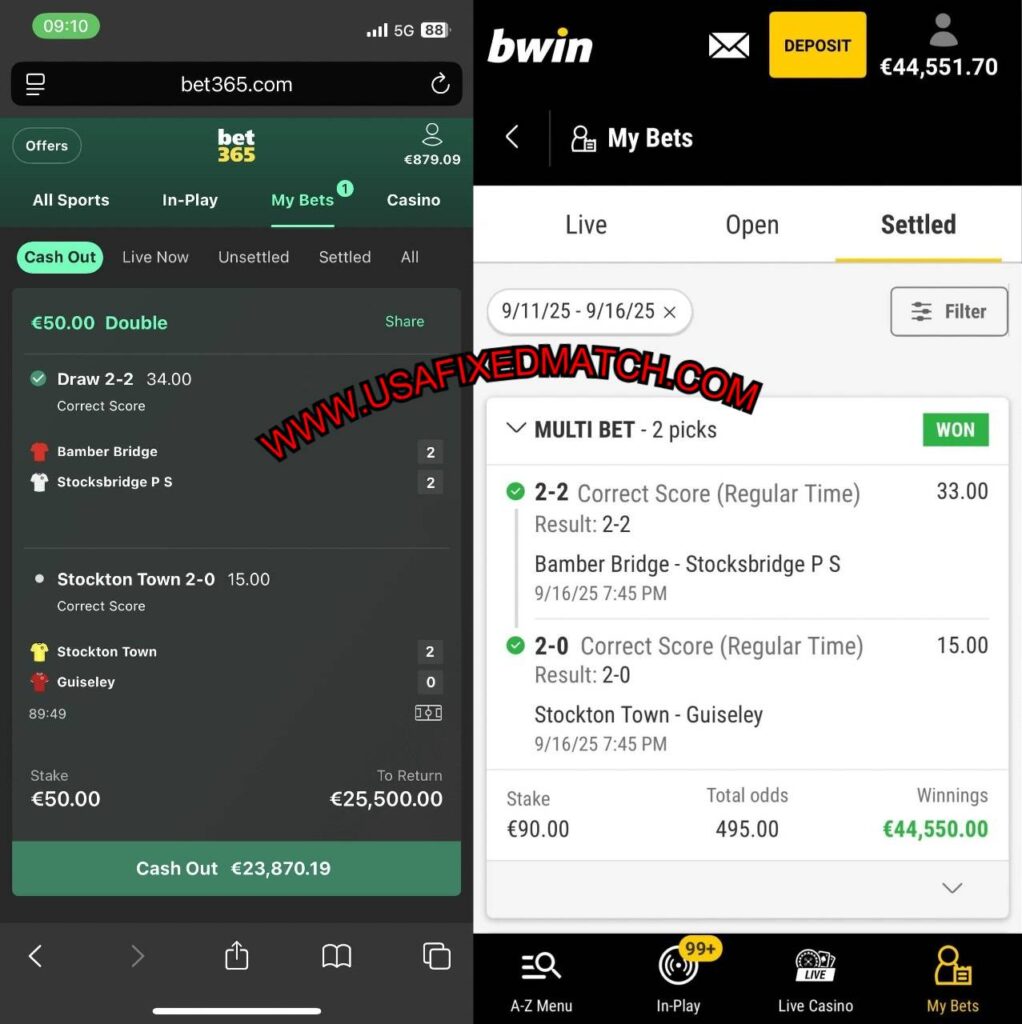 BWIN CORRECT SCORE FIXED MATCH