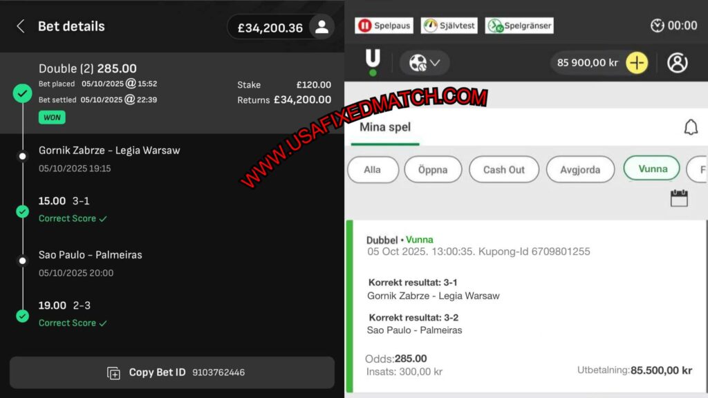 LIVESCORE BET SURE FIXED MATCHES