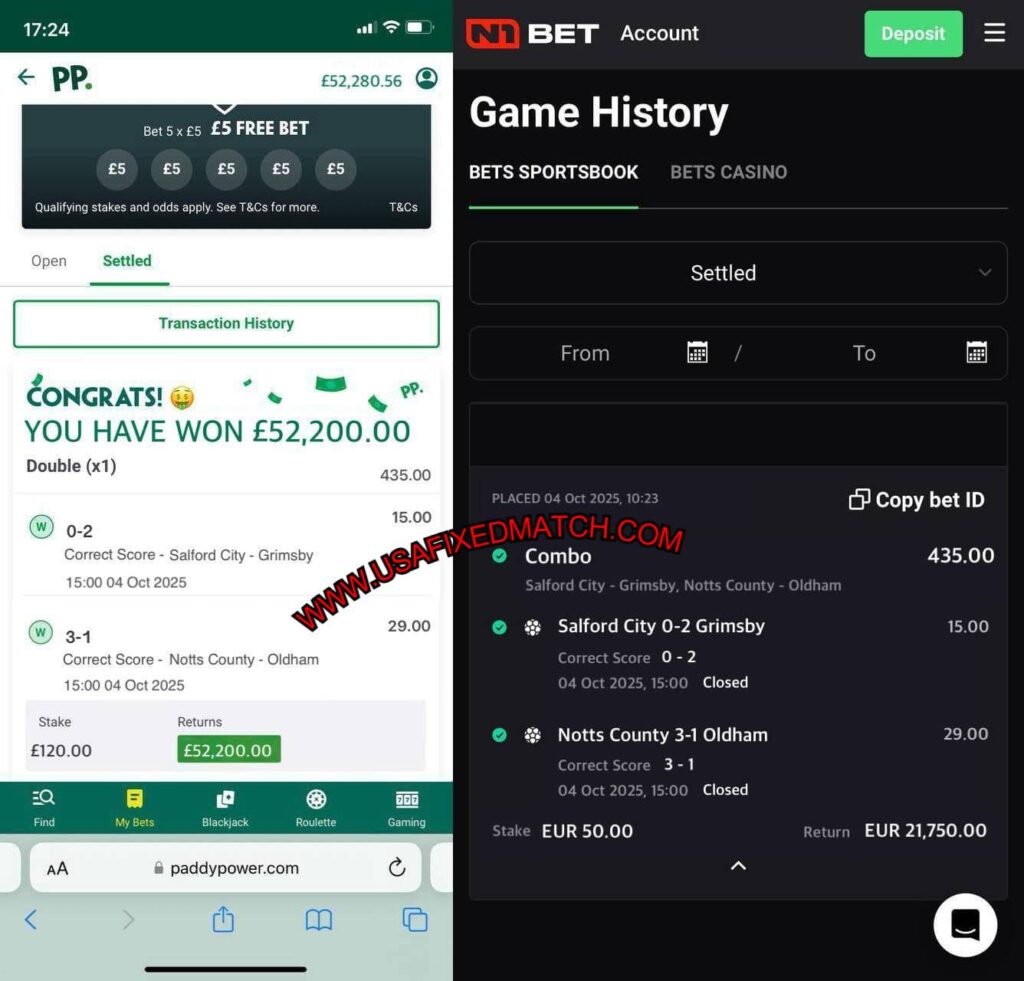 BET365 CORRECT FIXED MATCHES TIPS