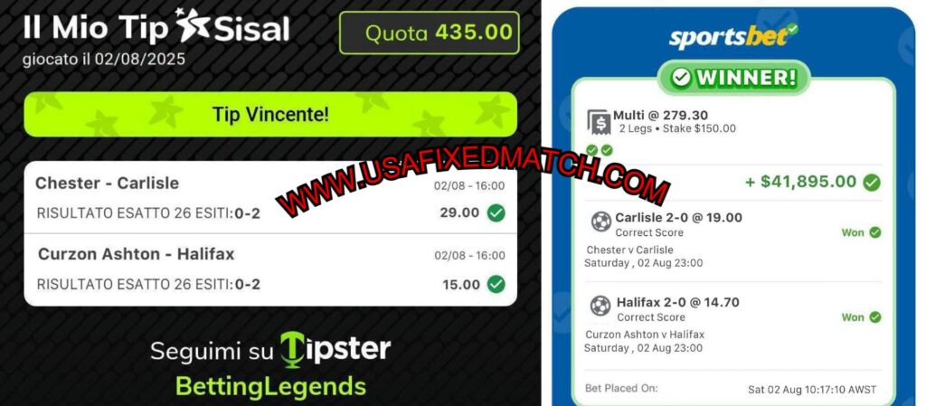 SISAL CORRECT SCORE SPORTS BET FIXED
