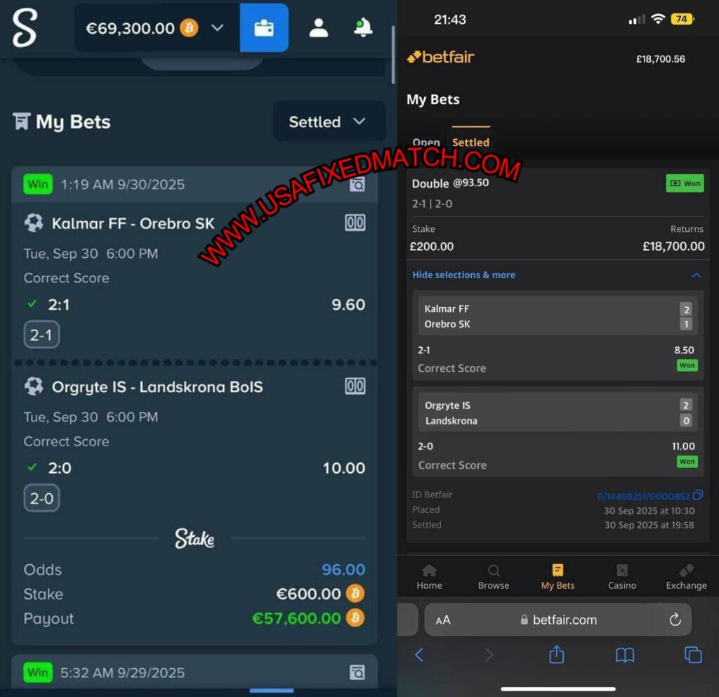 STAKE CORRECT SCORE FIXED MATCHES