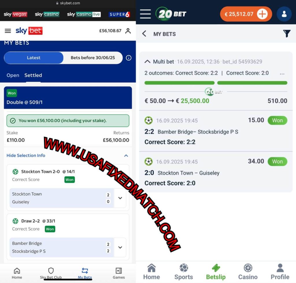 SkyBet Correct Score Fixed Matches Tips