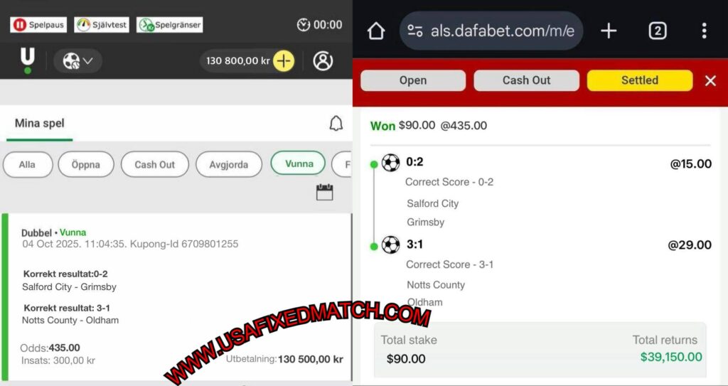 UNIBET CORRECT FIXED MATCHES
