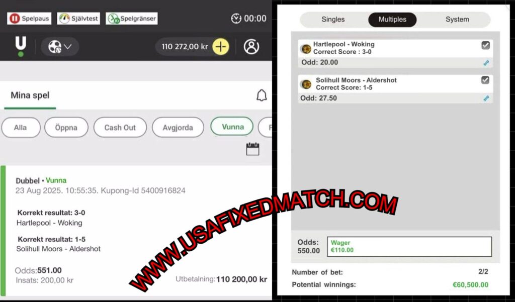 UNIBET CORRECT SCORE FIXED MATCHES BET