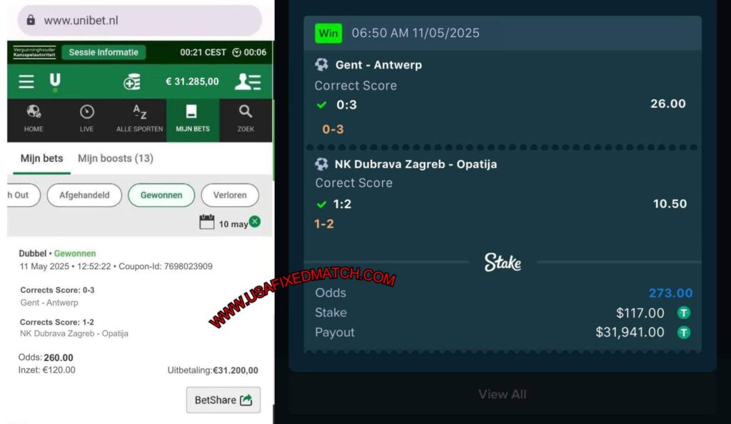 UNIBET CORRECT SCORE FIXED MATCHES TIPS