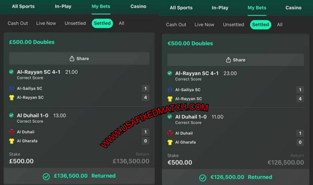 VIP BET365 CORRECT SCORE TIPS
