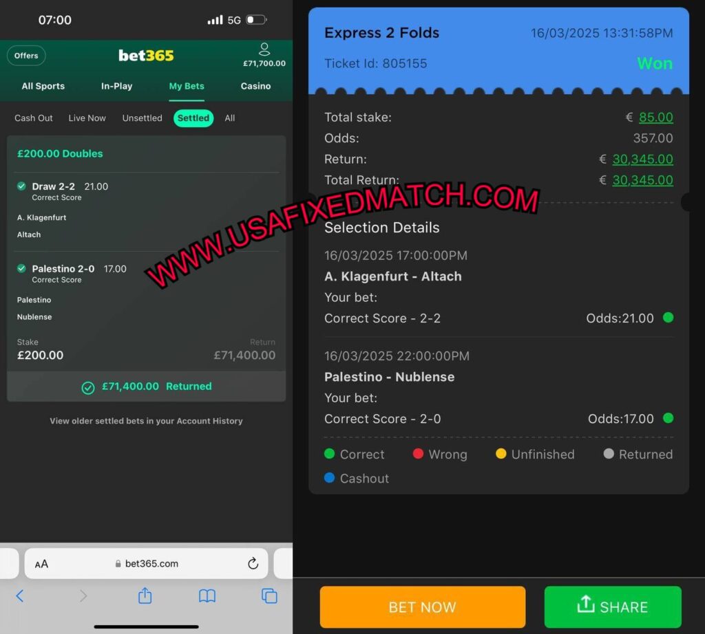 bet365 fixed matches betting tips