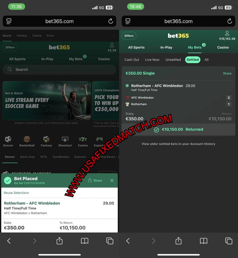 BET365 USA FIXED SOCCER TIPS