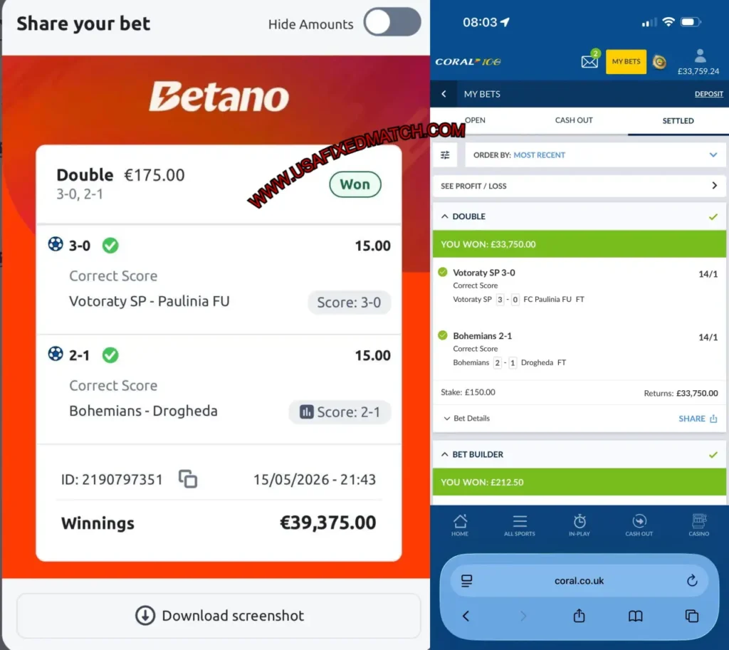 CORAL CORRECT SCORE FIXED MATCHES CORAL CORRECT SCORE FIXED MATCHES